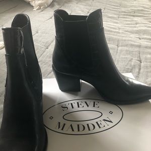 Steve Madden Black Leather Booties